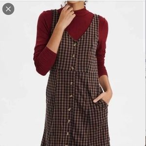 Brown and Navy Buffalo Checked Dress by American Eagle size Medium